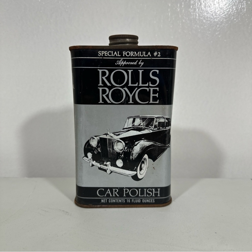 Vintage Rolls Royce Car Polish Can Empty Used Condition  Garage Shop Display USA